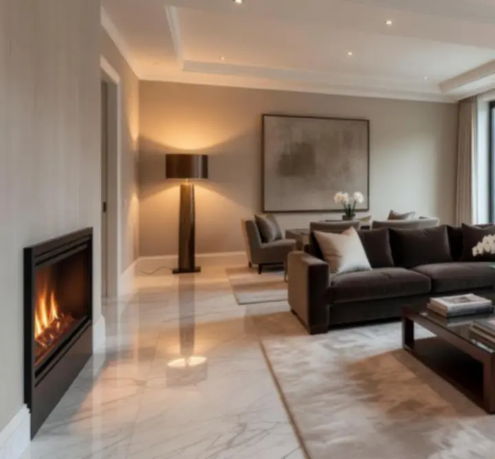 Luxury property interior with bright open-plan living space